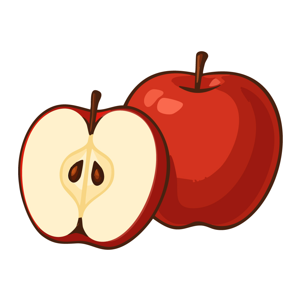 リンゴのイラスト【無料フリー素材】フルーツ素材（PNG・商用利用可）