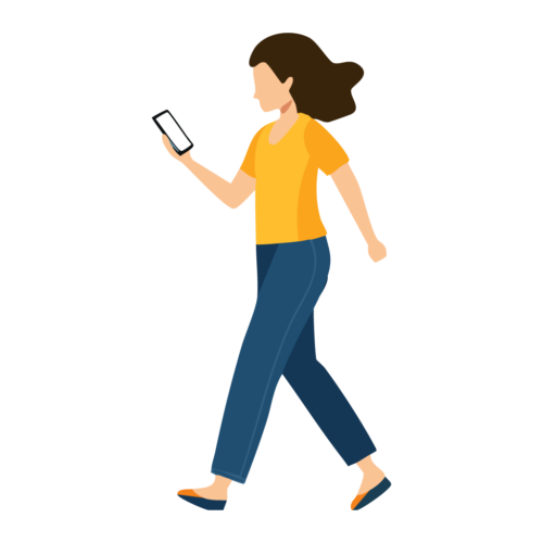 歩きスマホのイラスト【無料フリー素材】人物素材（PNG・商用利用可）