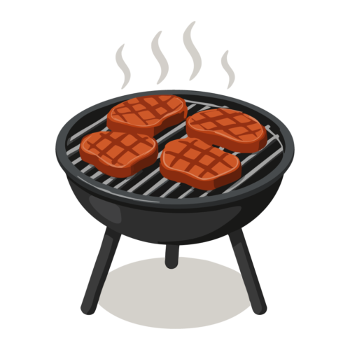 バーベキュー（BBQ）のイラスト【無料フリー素材】食べ物素材（PNG・商用利用可）