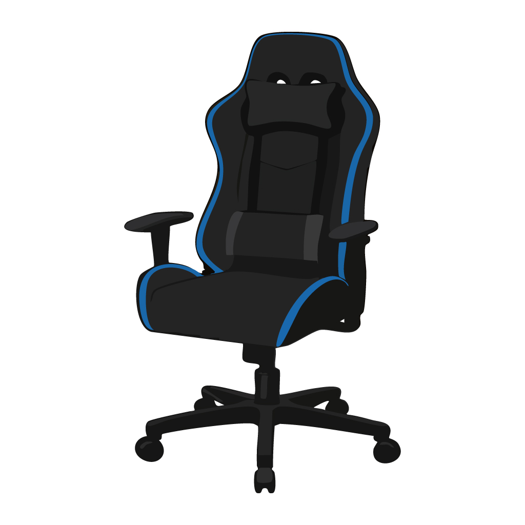 ゲーミングチェアのイラスト【無料フリー素材】P周辺機器素材（PNG・商用利用可）