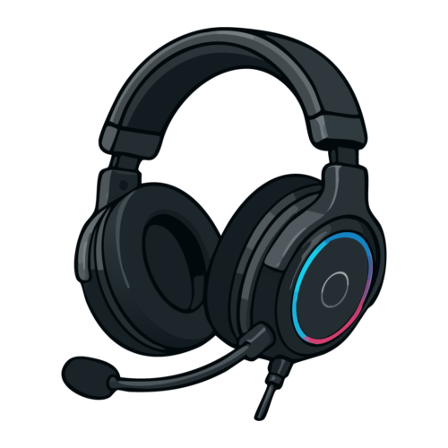 ゲーミングヘッドセットのイラスト【無料フリー素材】P周辺機器素材(PNG・商用利用可)