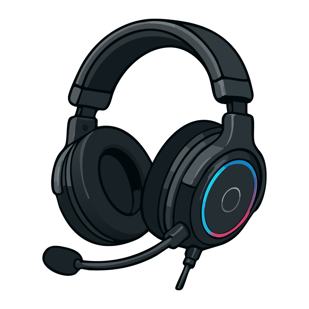 ゲーミングヘッドセットのイラスト【無料フリー素材】PC周辺機器素材（PNG・商用利用可）