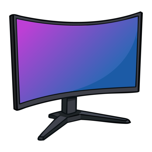 ゲーミングモニターのイラスト【無料フリー素材】PC周辺機器素材(PNG・商用利用可)