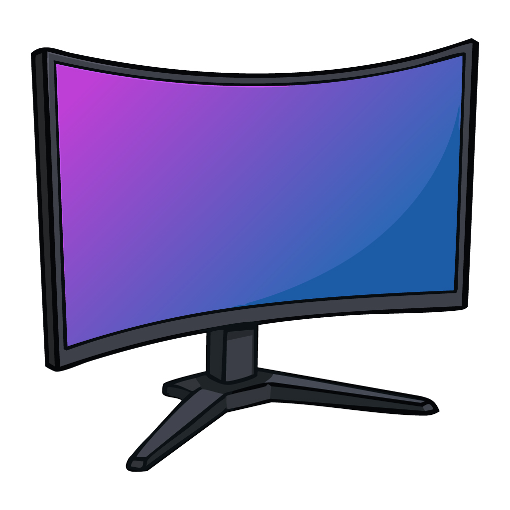 ゲーミングモニターのイラスト【無料フリー素材】PC周辺機器素材（PNG・商用利用可）