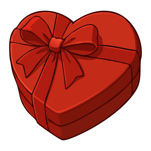 ハート型のギフトボックス（赤いリボン）
