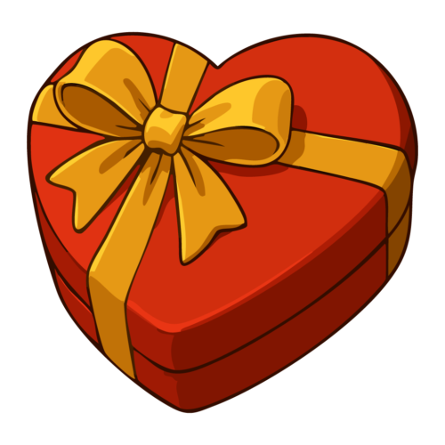 ハート型のギフトボックス（ゴールドのリボン）