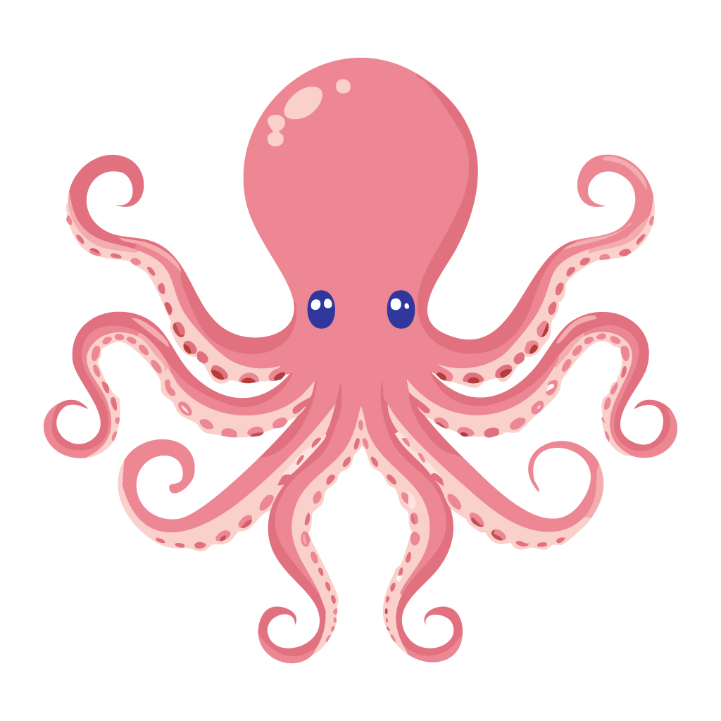 タコのイラスト【無料フリー素材】生き物の素材（PNG・商用利用可）