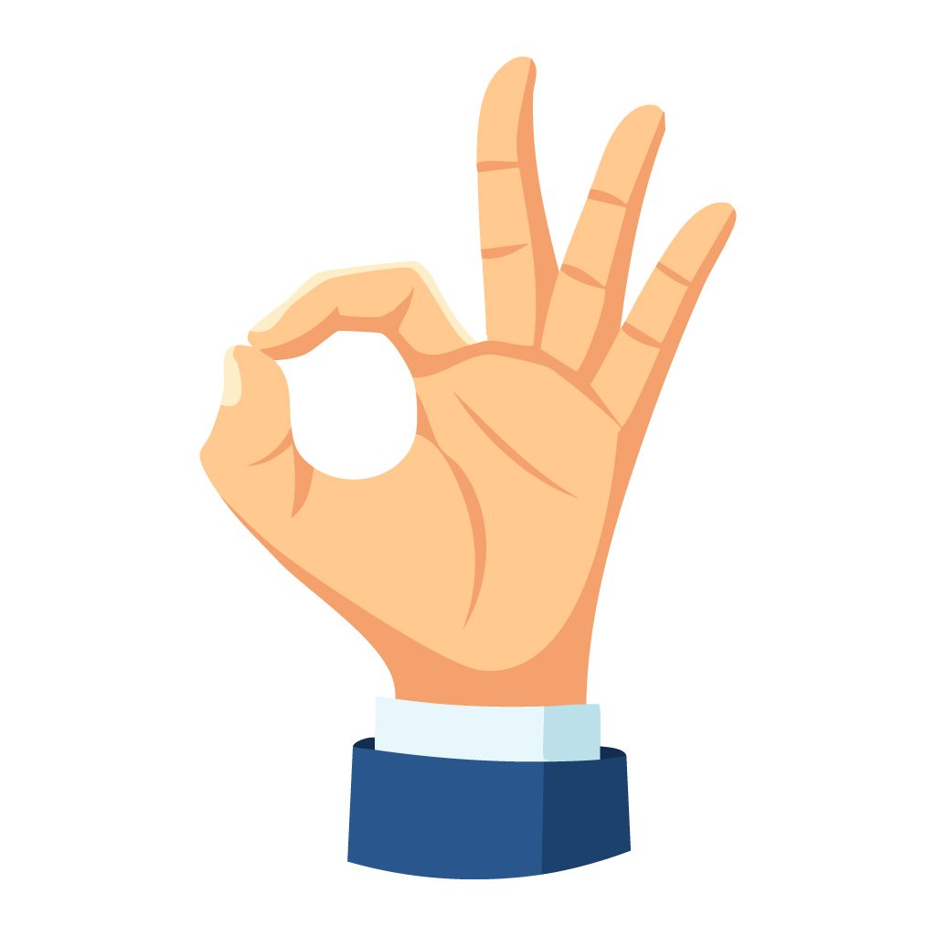 OKサインのイラスト【無料フリー素材】ジェスチャー素材（PNG・商用利用可）