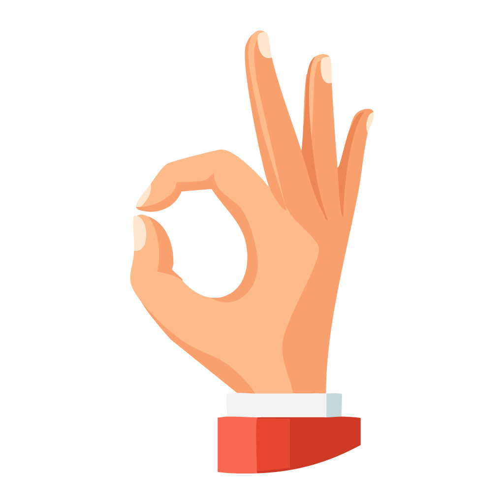 OKサインのイラスト【無料フリー素材】ジェスチャー素材（PNG・商用利用可）