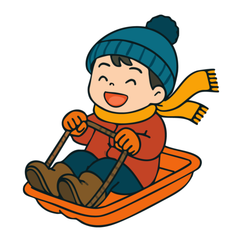 そり遊びをする子供