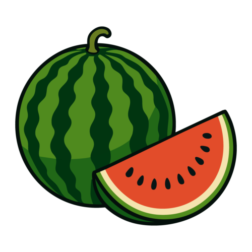 すいかのイラスト【無料フリー素材】フルーツ素材（PNG・商用利用可）