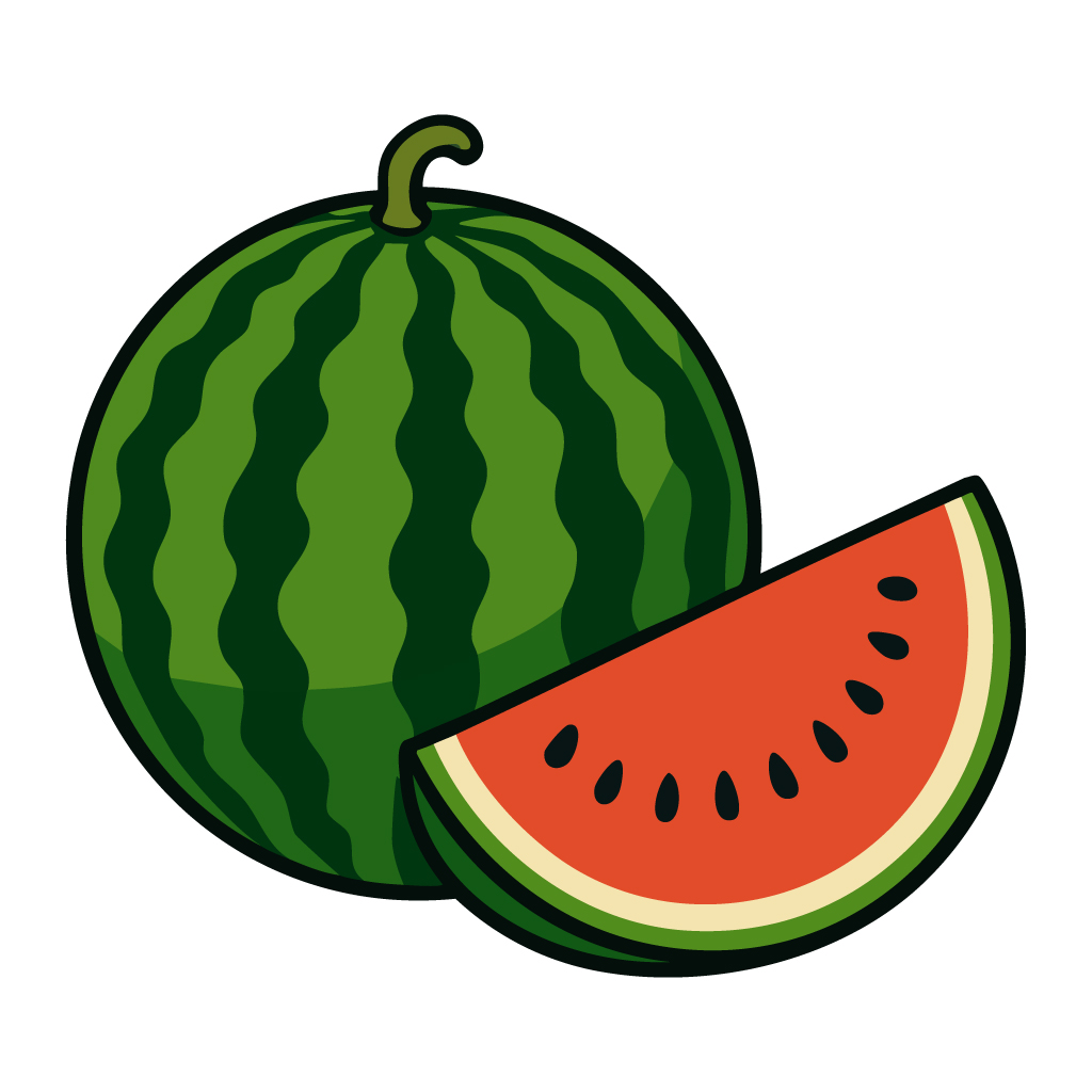 すいかのイラスト【無料フリー素材】フルーツ素材（PNG・商用利用可）