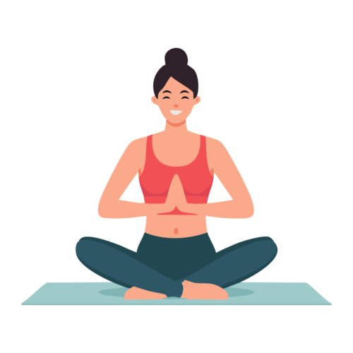 ヨガをする女性のイラスト【無料フリー素材】フィットネス素材（PNG・商用利用可）