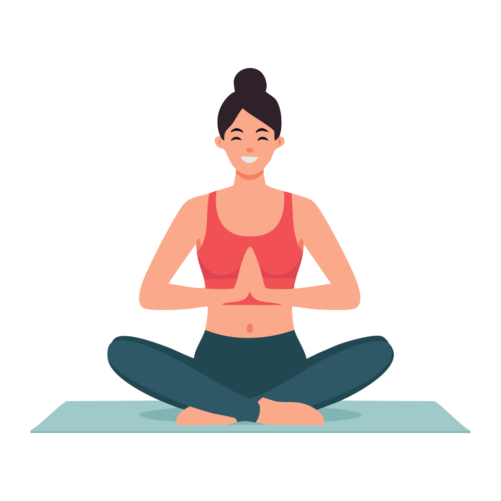 ヨガをする女性のイラスト【無料フリー素材】フィットネス素材（PNG・商用利用可）