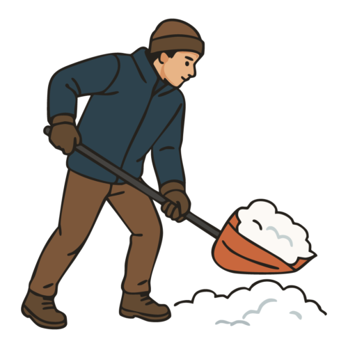 雪かきをする人